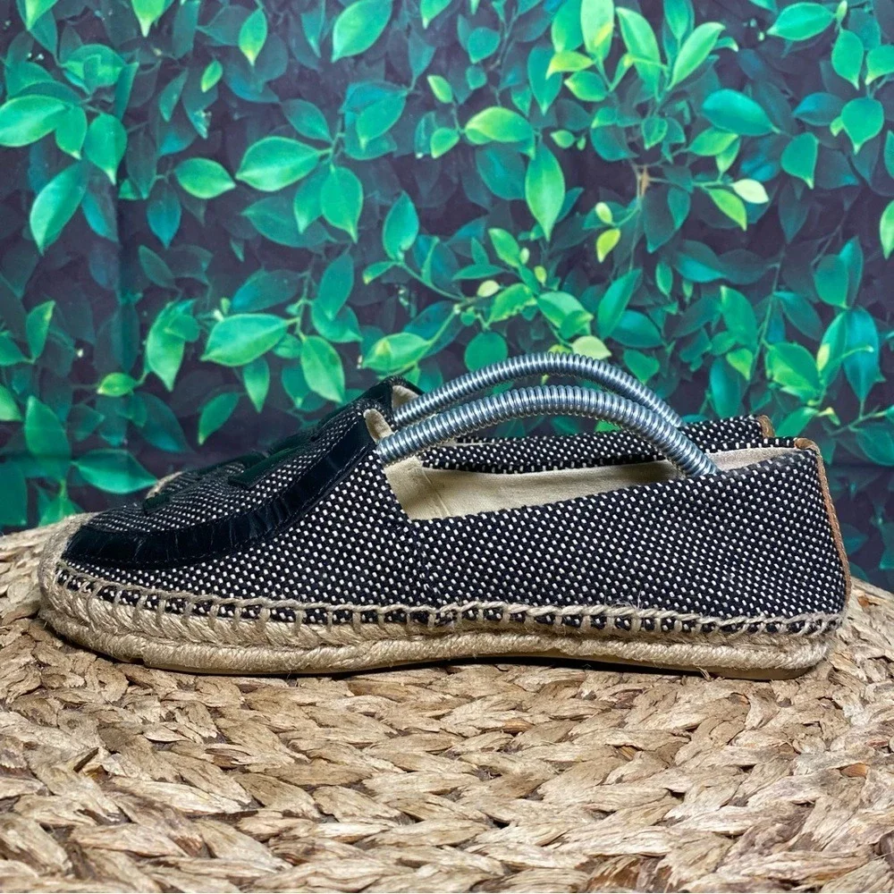 Tory Burch espadrille black leather double T